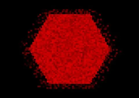 Red pixelated hexagon minimal abstract geometric background Stock Illustration