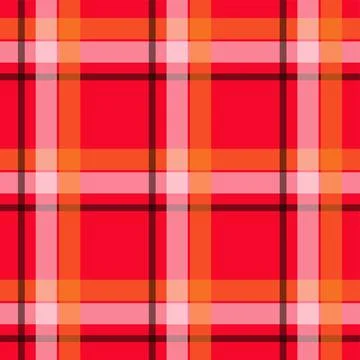Red Plaid Tartan Seamless Pattern Background, Abstract Checkered Textile Design Stock Illustration