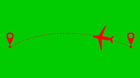 Red plane destination green Video stock 196715901