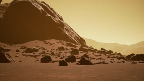 Red planet with arid landscape Video stock 239415122