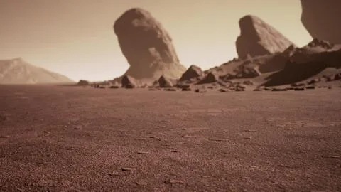 Red planet with arid landscape Stock Illustration
