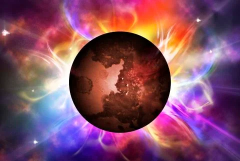 Red planet with aura Stock Illustration