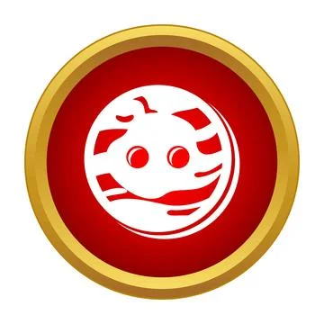 Red planet button icon for space exploration 库存插图