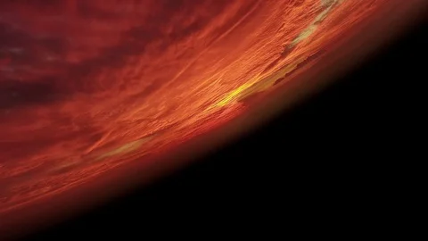 Red Planet With Cloudy Atmosphere. Stock Footage 124879136