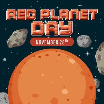 Red planet day poster template Stock Illustration