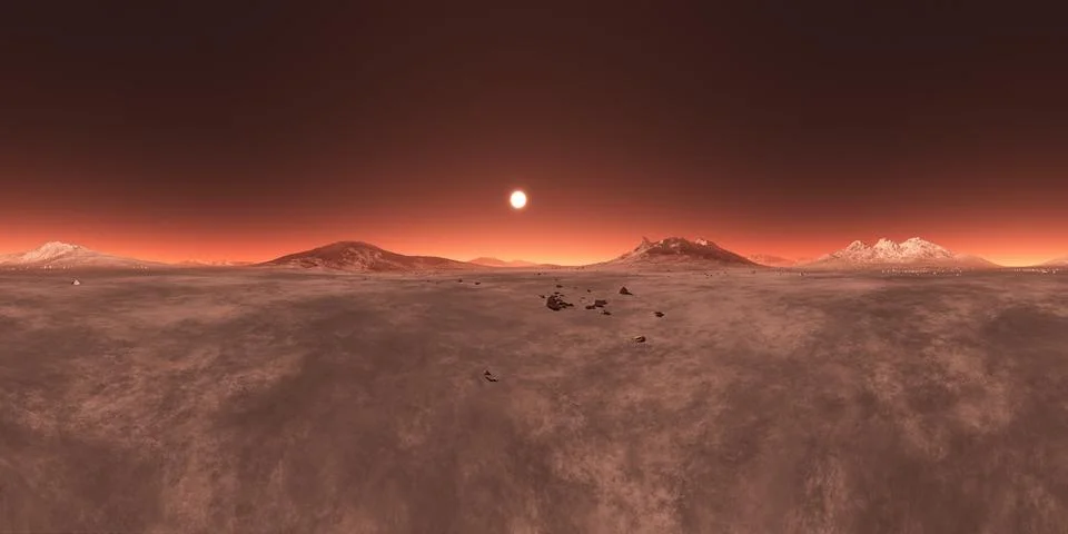 Red planet environment map simulating Martian landscape Ilustración de archivo