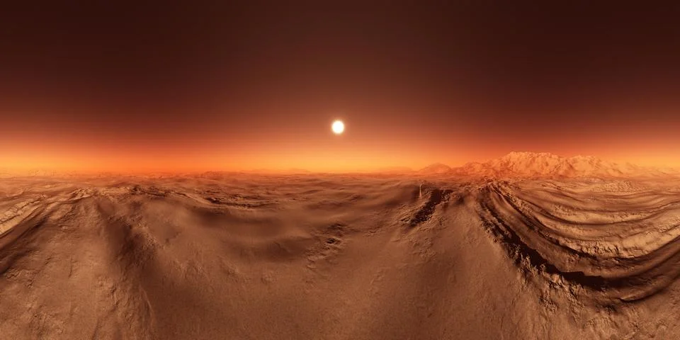 Red planet environment map simulating Martian landscape Stock Photos