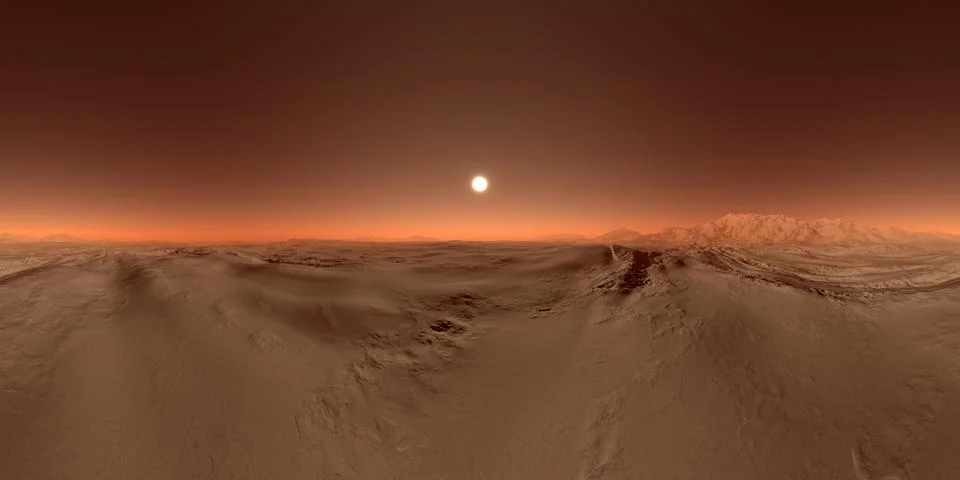 Red planet environment map simulating Martian landscape Stock Photos