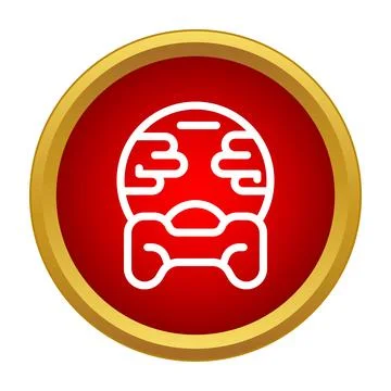 Red planet exploration icon with rover on surface Stock Illustration