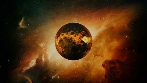 Red planet with explosions Stock Footage