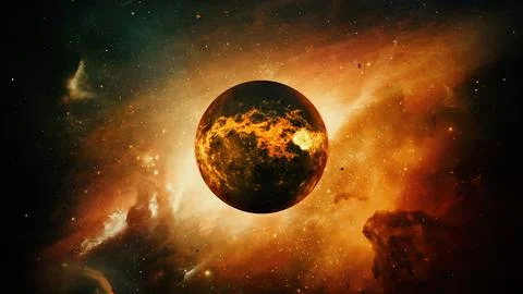 Red planet with explosions Stock Photos