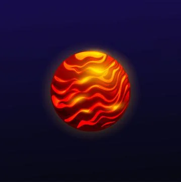 Red planet with hot lava surface, space fantasy Stock Illustration