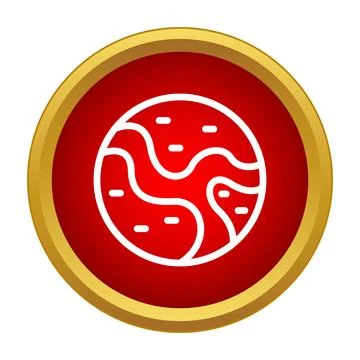Red planet icon representing space and exploration concepts Stock Illustration