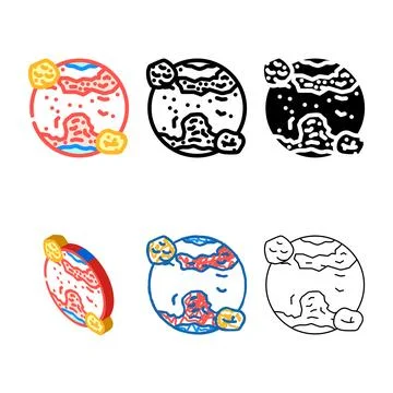 Red planet mars planet color icon forms vector Stock Illustration