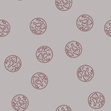 Red planet mars planet line seamless pattern Stock Illustration
