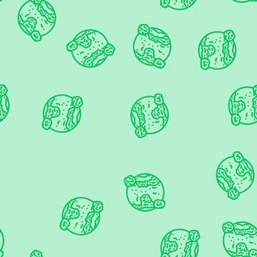 Red planet mars planet line vector seamless pattern Stock Illustration