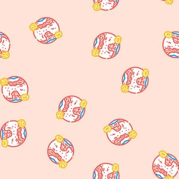 Red planet mars planet vector seamless pattern Stock Illustration