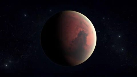The red planet Mars rotates around its axis. Full view of the planet. Видео 101821098