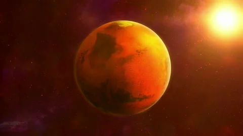 Red planet Mars rotating in space, loop. 動画素材 124722786