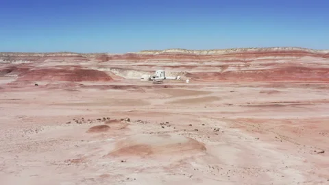 Red planet Mars in vibrant orange colors beautiful surface, Scientific station Stockbeeldmateriaal 166877409