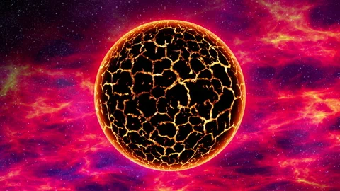 Red planet or Red Dwarf star animation Stock Footage 202330958