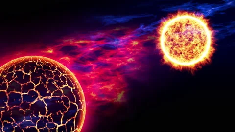 Red planet or Red Dwarf star animation Stock Footage 202332879