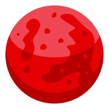 Red planet rotating in open space on white background Stock Illustration