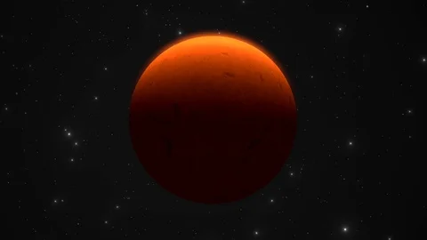 Red planet rotating in space, Mars animation. Flying in to the space Stock Footage 86011468