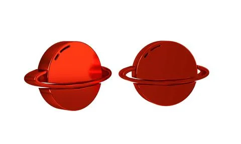 Red Planet Saturn with planetary ring system icon isolated on transparent b.. Stock Illustration