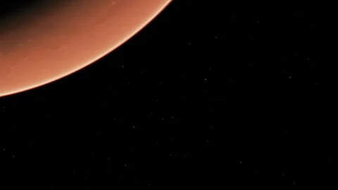Red planet surface and surrounding space with stars visible at night Stock Footage 344111665