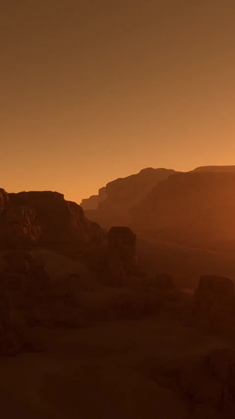 Red planet surface of the dunes and rocks in the Martian desert on Mars Vídeo Stock 282055032