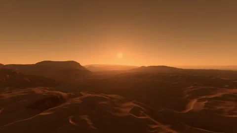 Red planet surface at sunset of the dunes in the Martian desert on Mars 動画素材 274998907