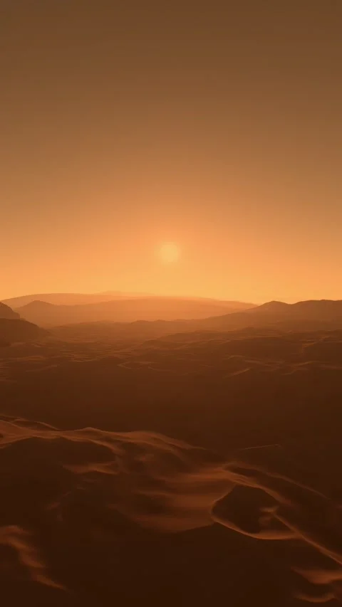 Red planet surface at sunset of the dunes in the Martian desert on Mars Stock-Footage 282055018