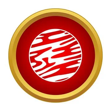 Red planet vector icon in gold circle Illustrazione stock