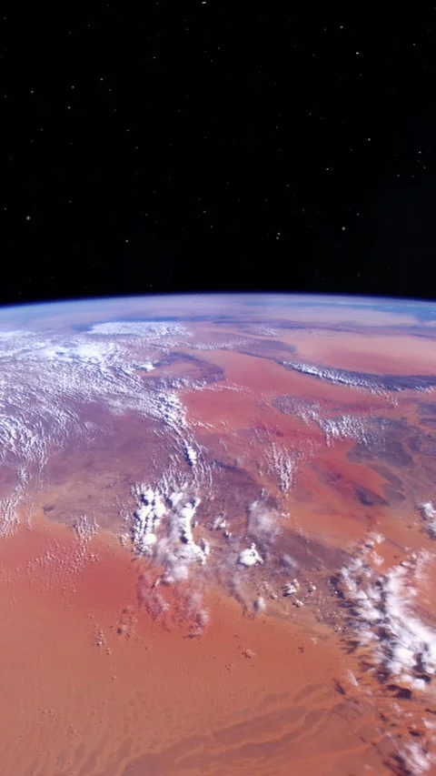 Red planet view from space earth rotating time lapse desert sand vertical video Stock Footage 221767196