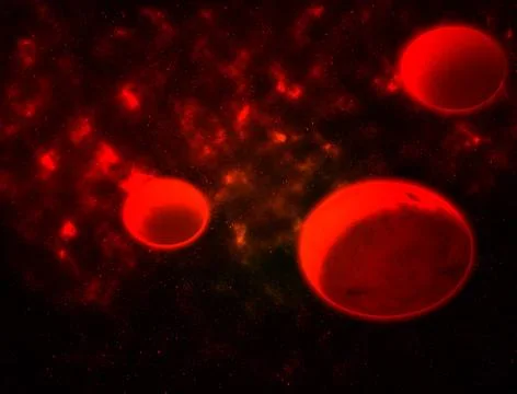 Red planets from outer space Stock Illustration