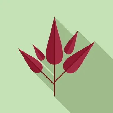 Red plant leaf icon flat . Tree leaves Stockillustratie