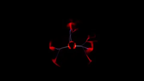 Red plasma ball with dark backround Stock Footage 323470150