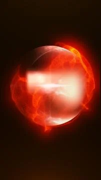 Red plasma energy orb with glowing light flare, translucent sphere, and fie.. Stock Illustration
