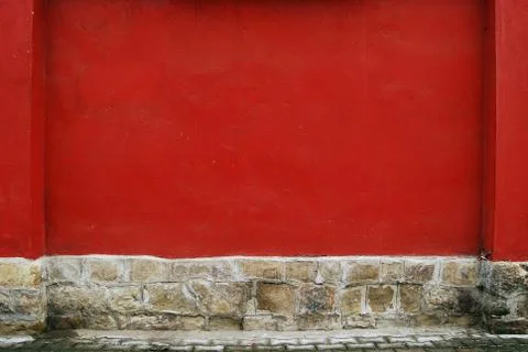Red plastered wall Stock Photos