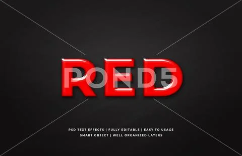 Red plastic 3d text style effect mockup - PSD Template PSD Template