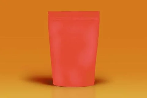 Red plastic bag on orange background Stock Photos