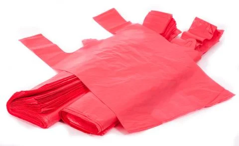 Red plastic bags Stock Photos