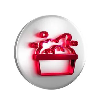 Red Plastic basin with soap suds icon isolated on transparent background. B.. Stock Illustration