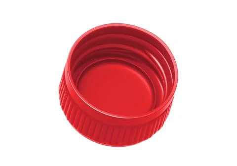 Red plastic bottle caps isolated on white background Stock Photos