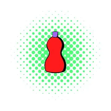Red plastic bottle of detergent icon, comics style Stock Illustration