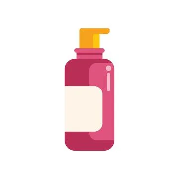 Red plastic bottle with pump dispenser for liquid soap or shampoo Stock Illustration