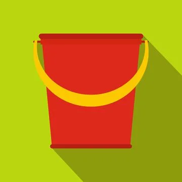 Red plastic bucket flat Illustrazione stock