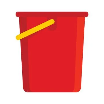 Red plastic bucket icon in flat style Stock-Illustration