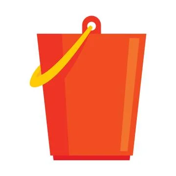 Red plastic bucket icon in flat style Stock Illustration